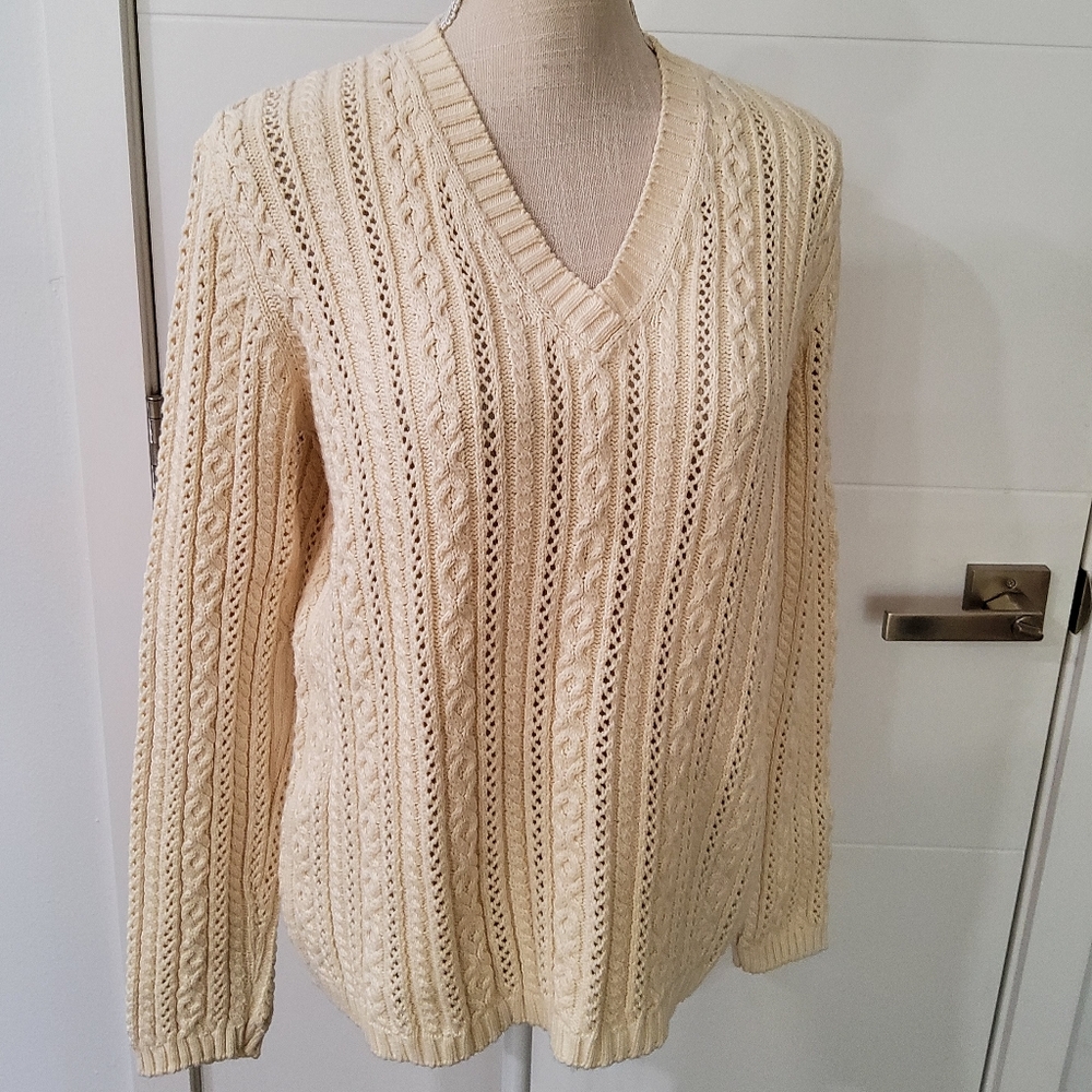 Ralph Lauren Cream V-Neck Sweater
